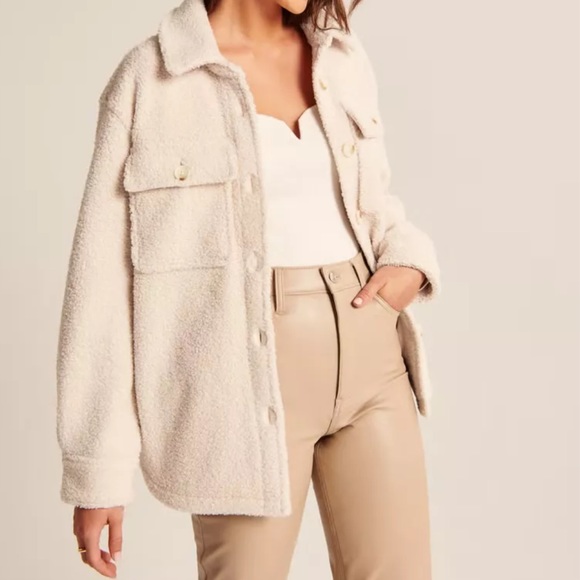Abercrombie & Fitch Women’s Sherpa Shirt Jacket - Picture 1 of 5